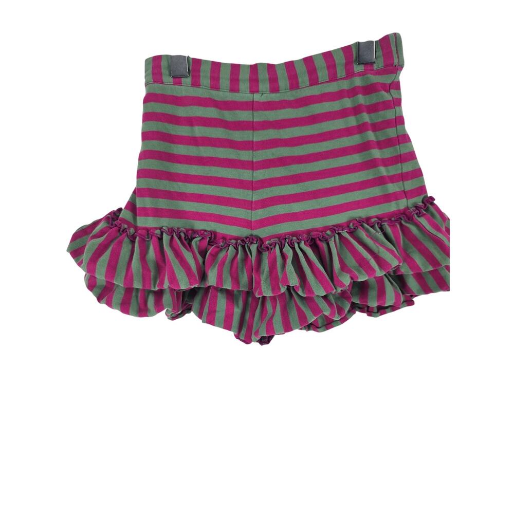 Mustard Pie Kid Girls Ruffle Shorts 8 Green Pink Striped Boho Gypsy Pull On